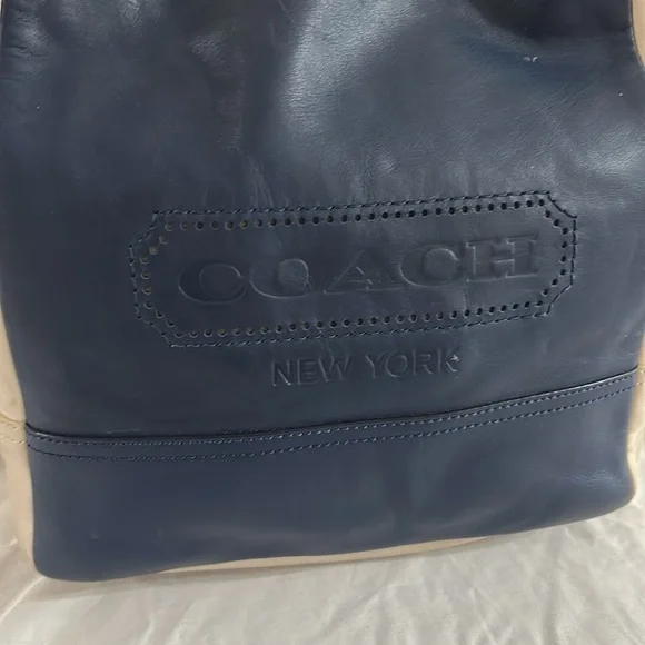 Coach 23711 Weekend Color Block Leather Blue and White Shoulder Bag - Picture 2 of 11